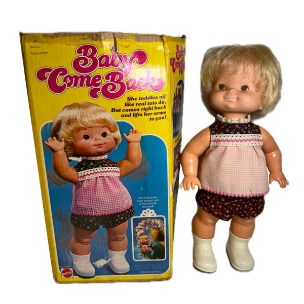 Rare 1976 Girl Baby Doll With Walking Action Vintage Baby Come Back w/ Original Box and Instructions