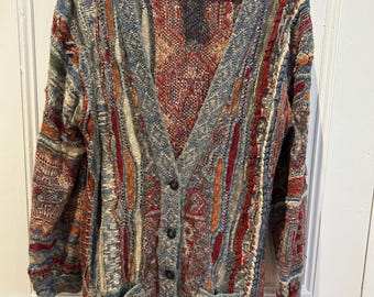 Vintage 60s Dick Van Dyke Cardigan Pumpkin Orange 1960 Mens