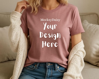 Maqueta de Bella Canvas 3001 Malva Jaspeado: Camiseta de mujer (Descarga digital)