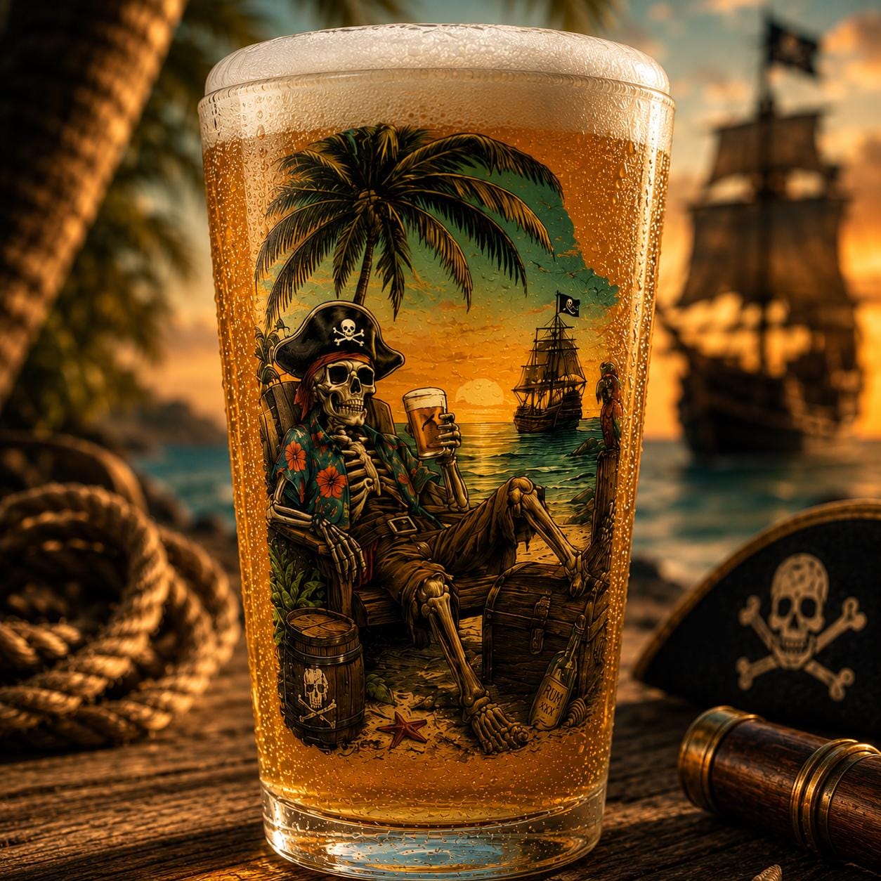 Drink Like a Pirate, Live Like a Legend - 16oz Beer Pint Glass