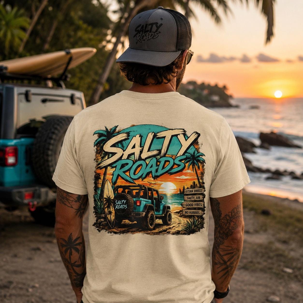 Salty Roads™ Sunset Escape  - Coastal Adventure Tee view 2