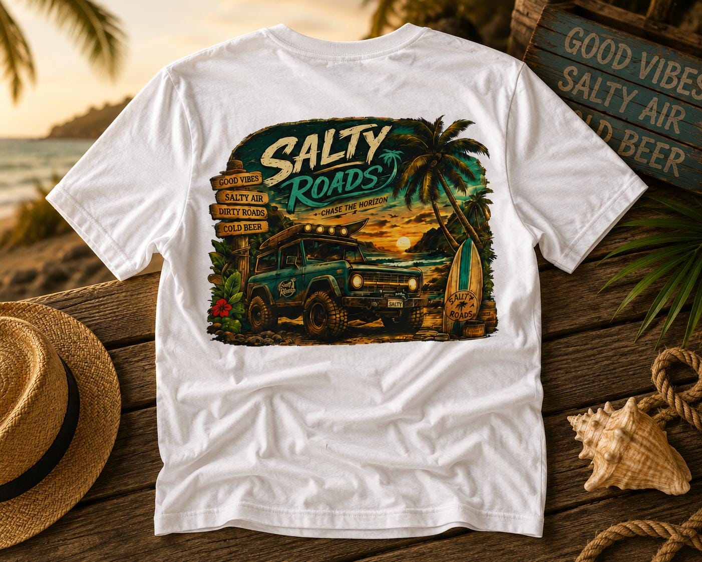 Salty Roads™ Chase the Horizon Beach Cruiser Tee view 2