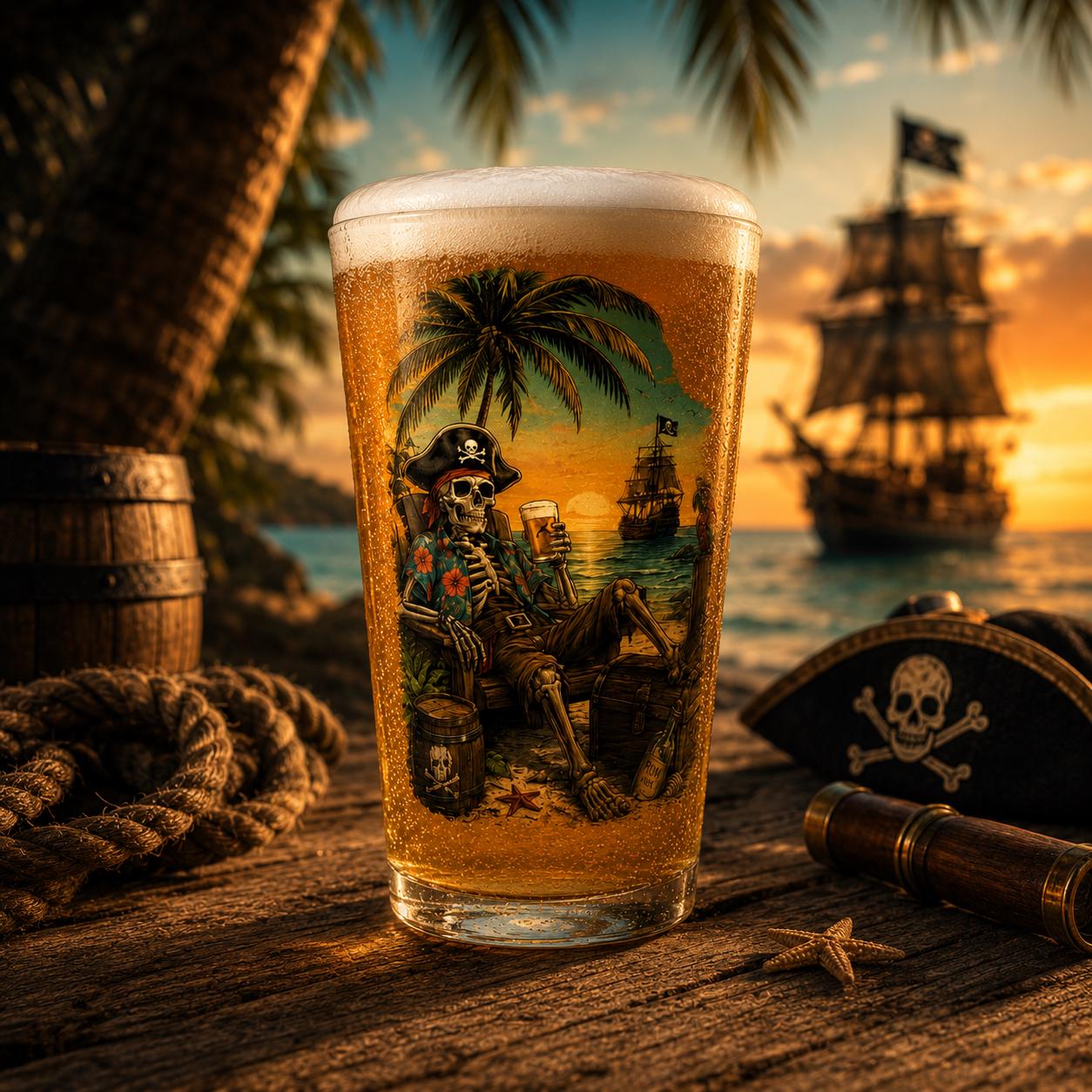 Drink Like a Pirate, Live Like a Legend - 16oz Beer Pint Glass view 3