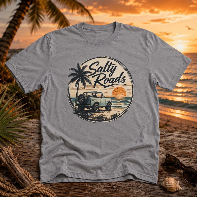 Salty Roads™ Coastal Cruiser Logo Tee Solid Light Grey