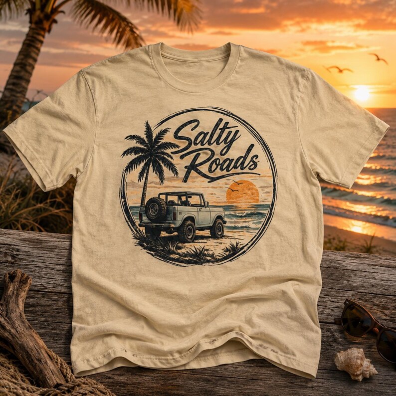 Salty Roads™ Coastal Cruiser Logo Tee Solid Cream