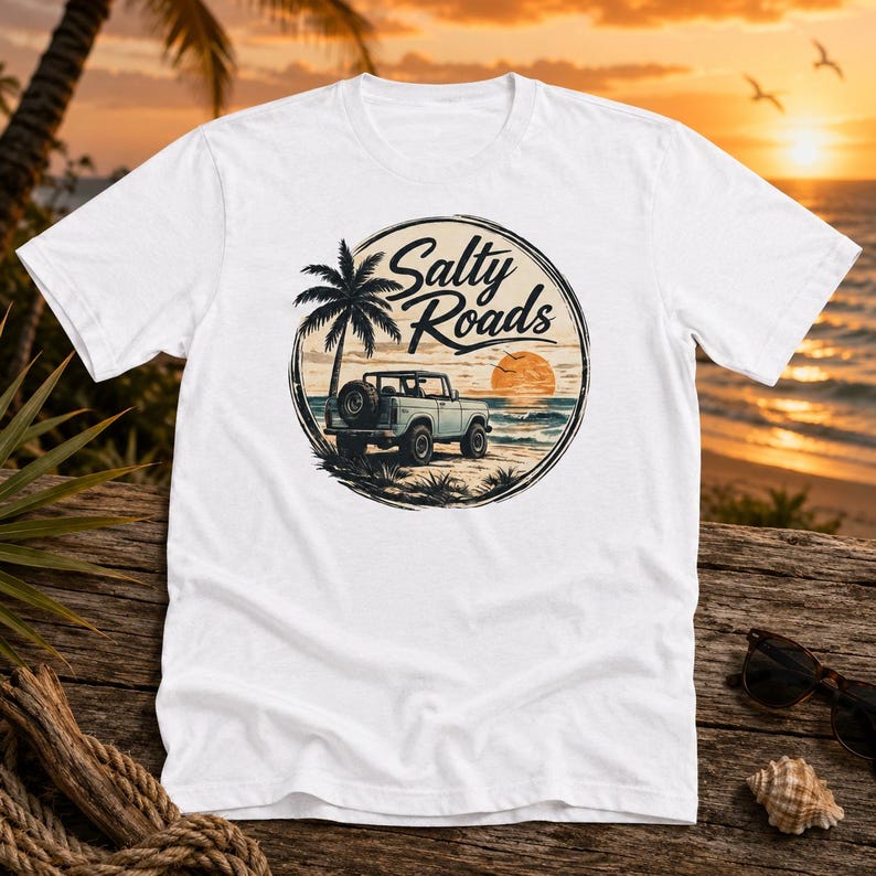 Salty Roads™ Coastal Cruiser Logo Tee Solid White
