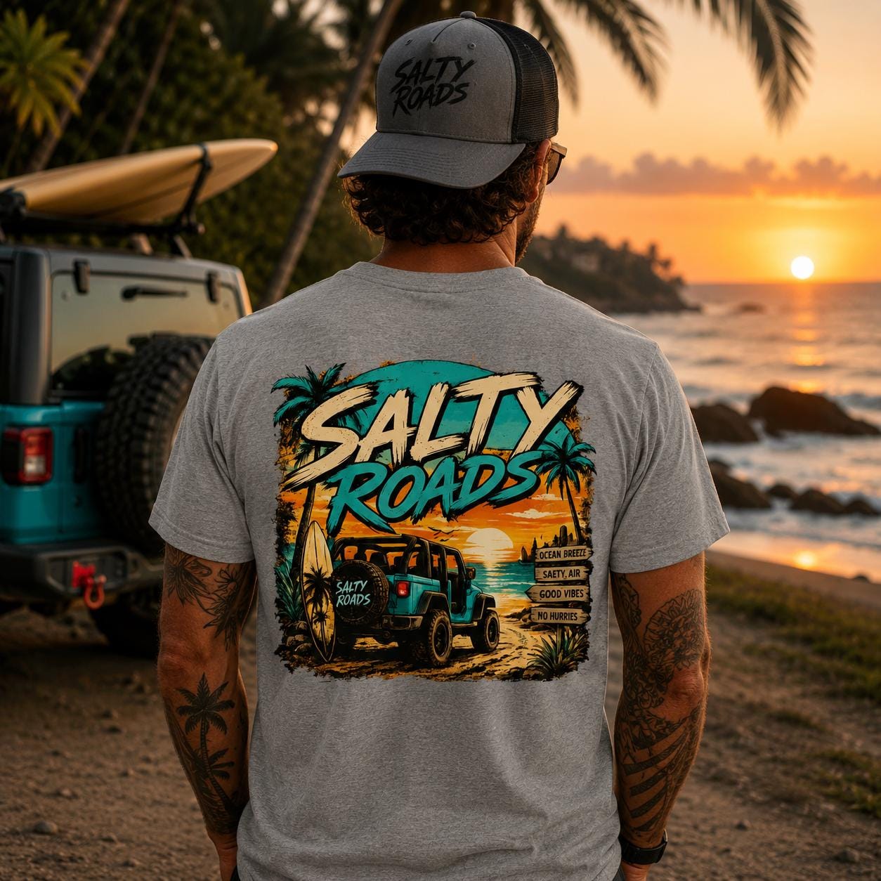 Salty Roads™ Sunset Escape  - Coastal Adventure Tee view 6