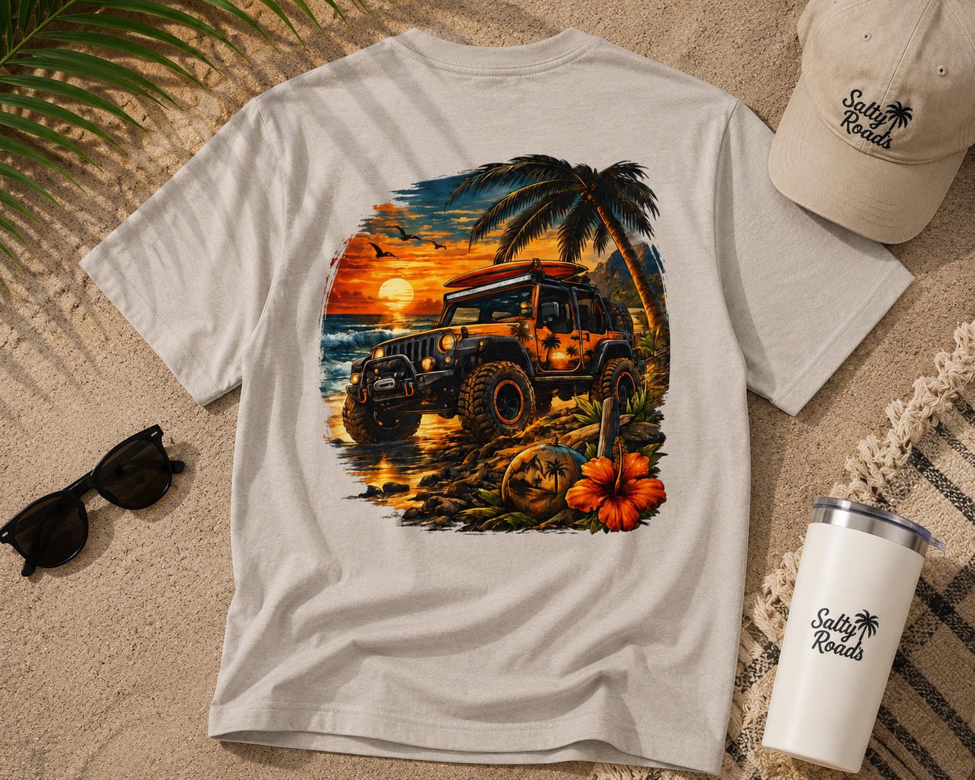 Sunset Surf Run T-Shirt – Off-Road Beach Adventure Graphic Tee view 5