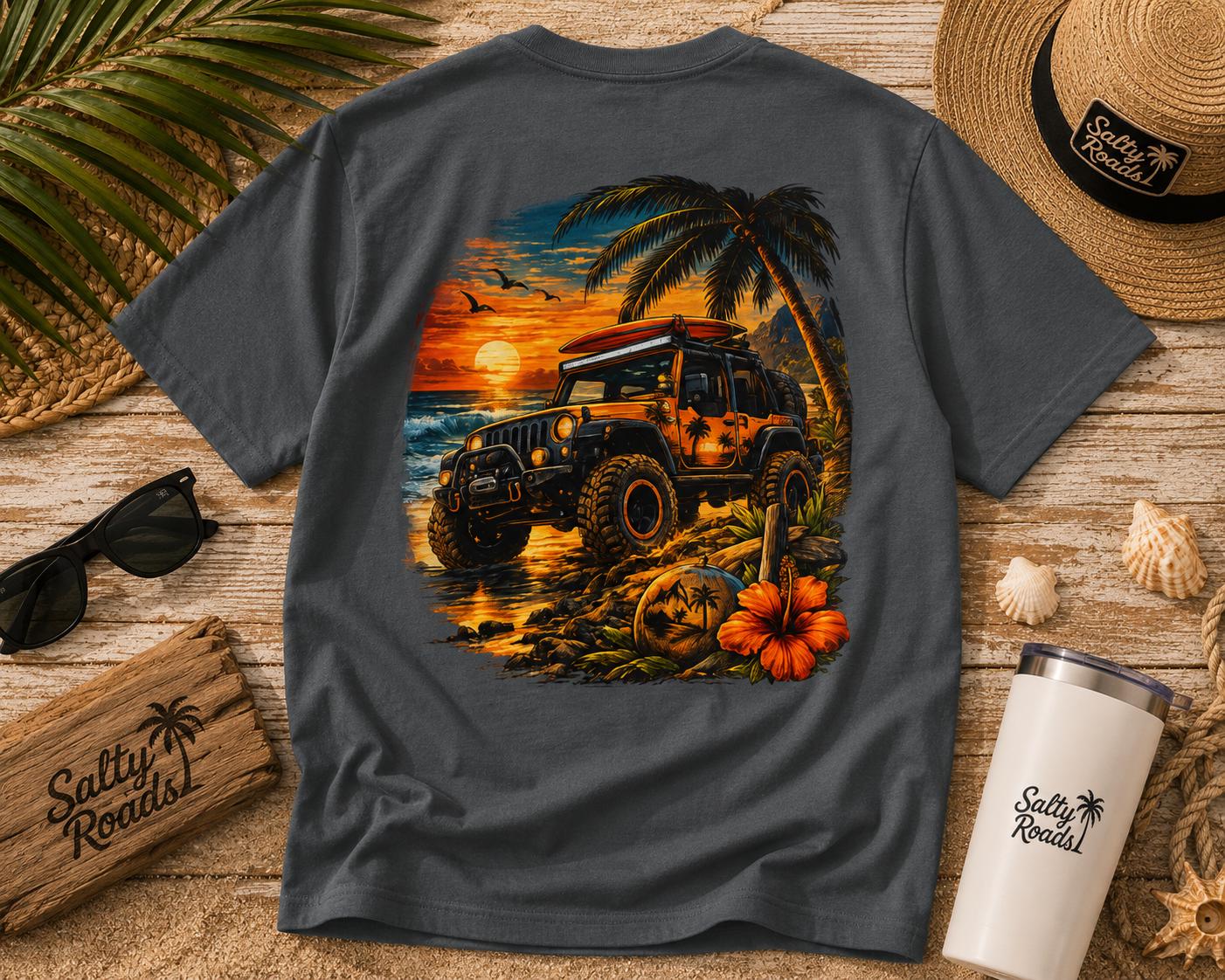 Sunset Surf Run T-Shirt – Off-Road Beach Adventure Graphic Tee view 7