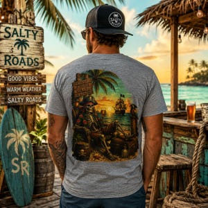 Drink Like a Pirate - Salty Roads Pirate Sunset Tee