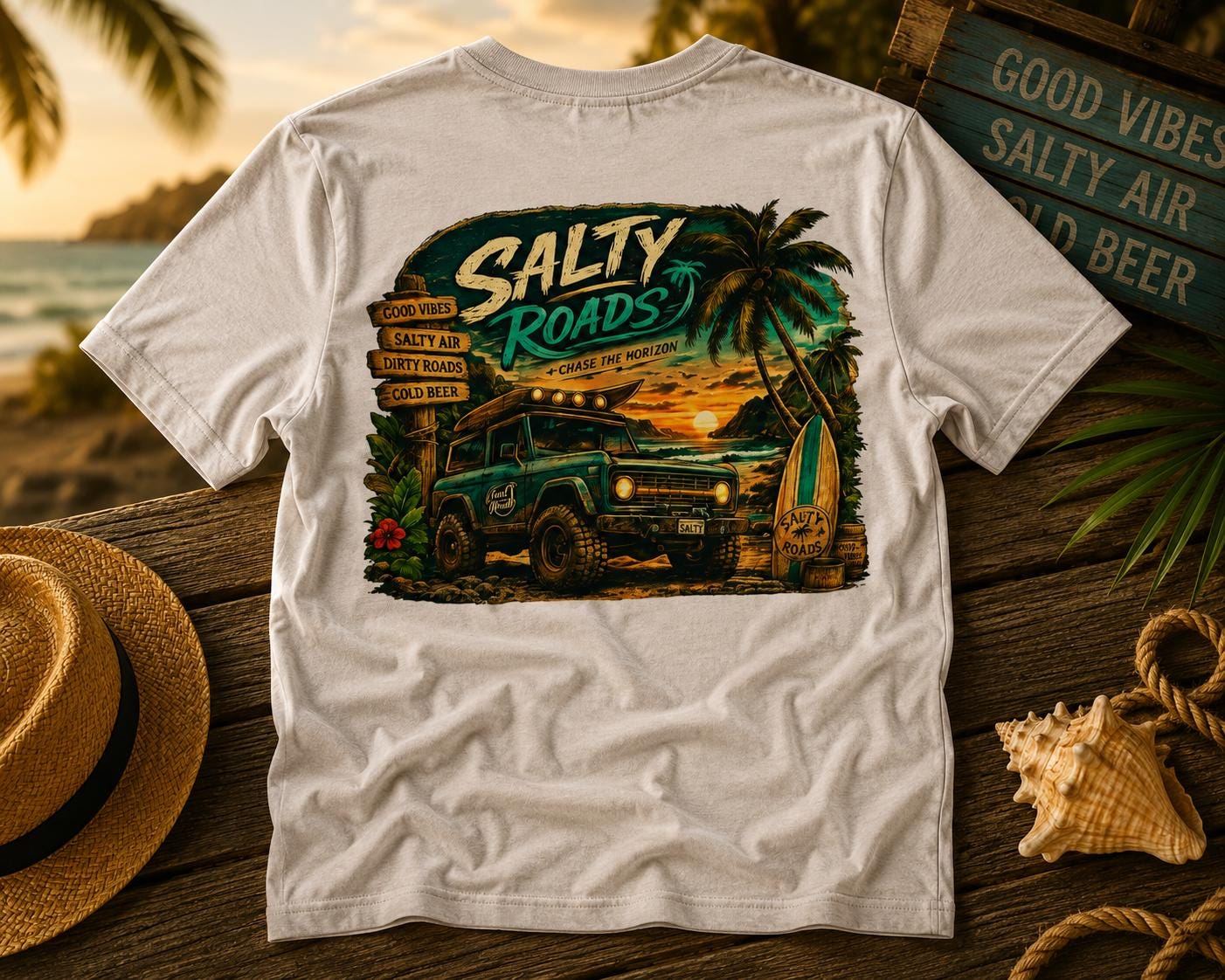 Salty Roads™ Chase the Horizon Beach Cruiser Tee view 4
