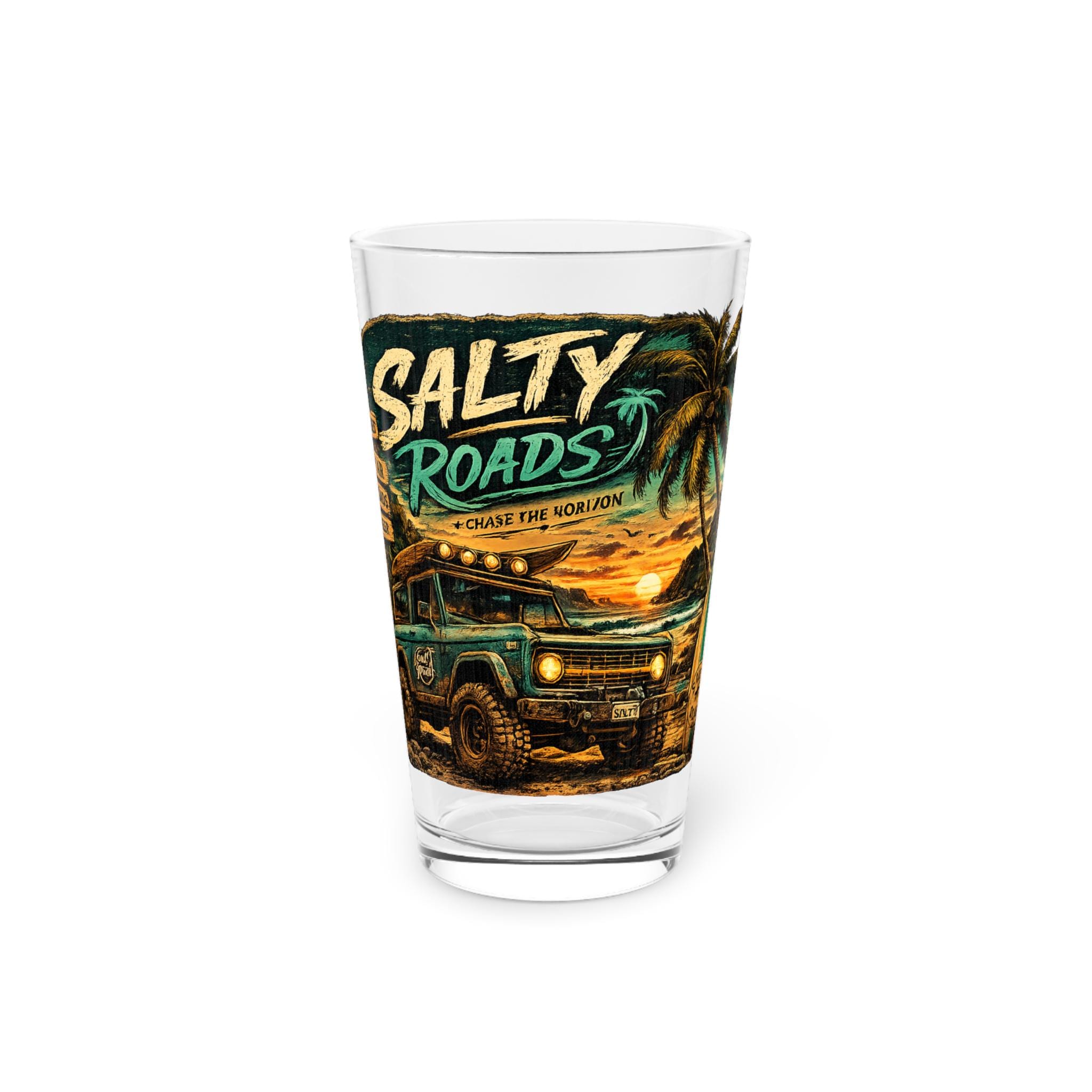 Salty Roads™ - Dirty Roads & Cold Beer Pint Glass view 3