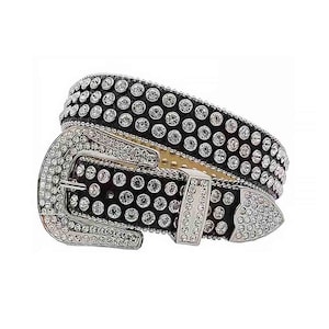 Black Strap With Sparkling White Studded Rhinestone Belt