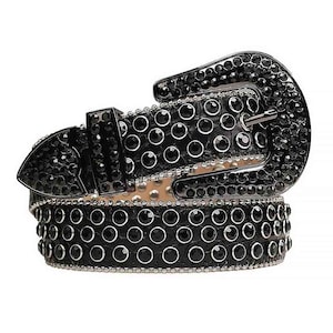 Real Black Rhinestone Belt