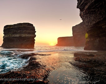 Dun Briste Seastack Co Mayo At Sunrise