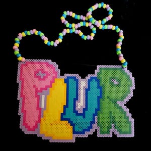 PLUR perler necklace