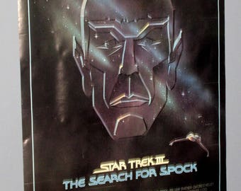 1984 Star Trek III poster! Rare vintage original "The Search for Spock" Leonard Nimoy Mr Spock 34 by 22 inch movie poster pin-up: 1980's