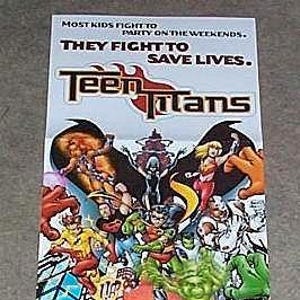 2003 Teen Titans poster, 34x11 inch DC Comics Universe promotional comic book promo banner 1: Robin,Superboy,Supergirl,Wonder Girl,Kid Flash
