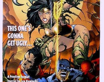 JLA Witchblade poster, 2000 DC Comics 34x22 promotional promo poster 1: Superman,Wonder Woman,Batman,Green Lantern,Justice League of America