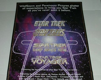 1999 Star Trek poster! Vintage 34x22 inch DC Wildstorm Comics promotional promo poster: TNG The Next Generation,DS9 Deep Space Nine,Voyage