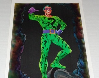 1978 Batman foe The Riddler poster pin-up 1 with art by Carmine Infantino: Rare vintage original 1970's DC Comics foe of Batman poster pinup