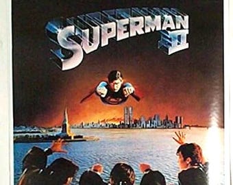 1980 Superman movie poster, Original Christopher Reeve 35x23 inch DC Comics Thought Factory Man of Steel DC Universe action adventure poster