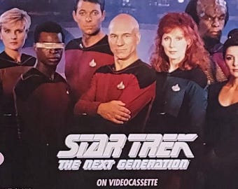 Huge 1991 Star Trek poster! Original 1990's TNG The Next Generation 39 1/2 by 27" tv series cast video store promotional promo poster pin-up