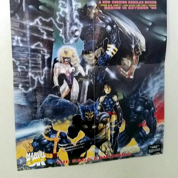 Vintage original 1992 X-Men Death's Head II Marvel UK Comics 22x17 promotional promo team-up poster 1:Wolverine/Beast/Cyclops/Psylocke/1990s