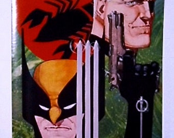 Rare vintage original 1989 X-Men Wolverine & Avengers Sgt Nick Fury Agents of Shield 34 by 22 inch Marvel Comics Universe Poster 1: 1980's