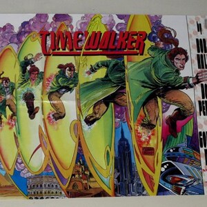 1994 Valiant Comics poster, Time Walker 27 1/2 by 22 inch vintage original comic book shop dealers promotional poster 1, 1990&#39;s promo pin-up