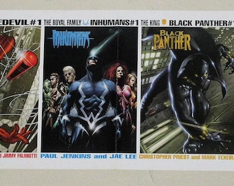 1998 Marvel poster: Daredevil,Punisher,Black Panther,Inhumans 36x12 inch rare vintage original promotional comic book promo pin-up banner 1