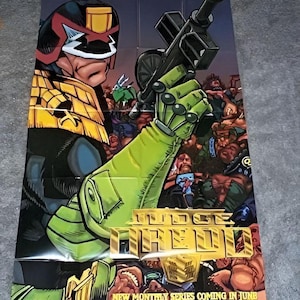 Giant 1990's Judge Dredd poster! Original 1994 DC Comics 53 1/2 by 25 3/4 promotional Judge Dredd door poster: Never for sale promo poster!