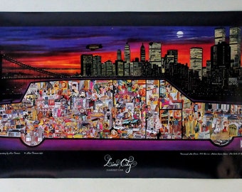 1987 NYC New York City poster: Beatles John Lennon,Christie Brinkley,Brooke Shields,Ed Koch,Andy Warhol,World Trade Center,Statue of Liberty
