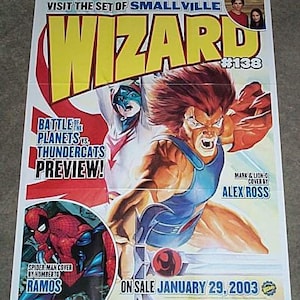 Original 25 by 19 inch 2002 Alex Ross Thundercats Battle of the Planets Wizard promotional comic book promo poster:Marvel Amazing Spider-man