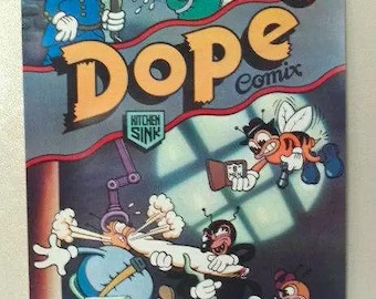 1978 Dope Comix poster! Rare vintage original 1970&#39;s Dope Comics Kitchen Sink comic book cover art poster pin-up 1: Pot/Marijuana/Weed/420
