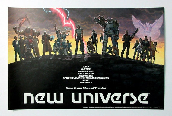 1986 Marvel Poster, Vintage Comic Book Shop New Universe