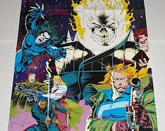 1992 Ghost Rider, Morbius, Blade the Vampire Slayer 34 by 22 inch Marvel Comics comic book promotional promo poster 1: 1990's Midnight Sons