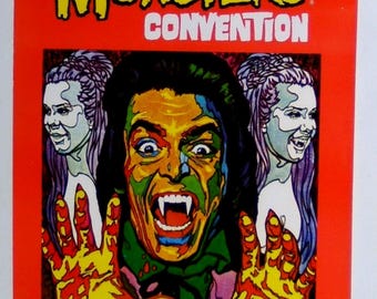 1974 Famous Monsters of Filmland poster! Original 28 by 21 inch vintage 1970&#39;s Warren Publications New York City Convention NYC Con pin-up