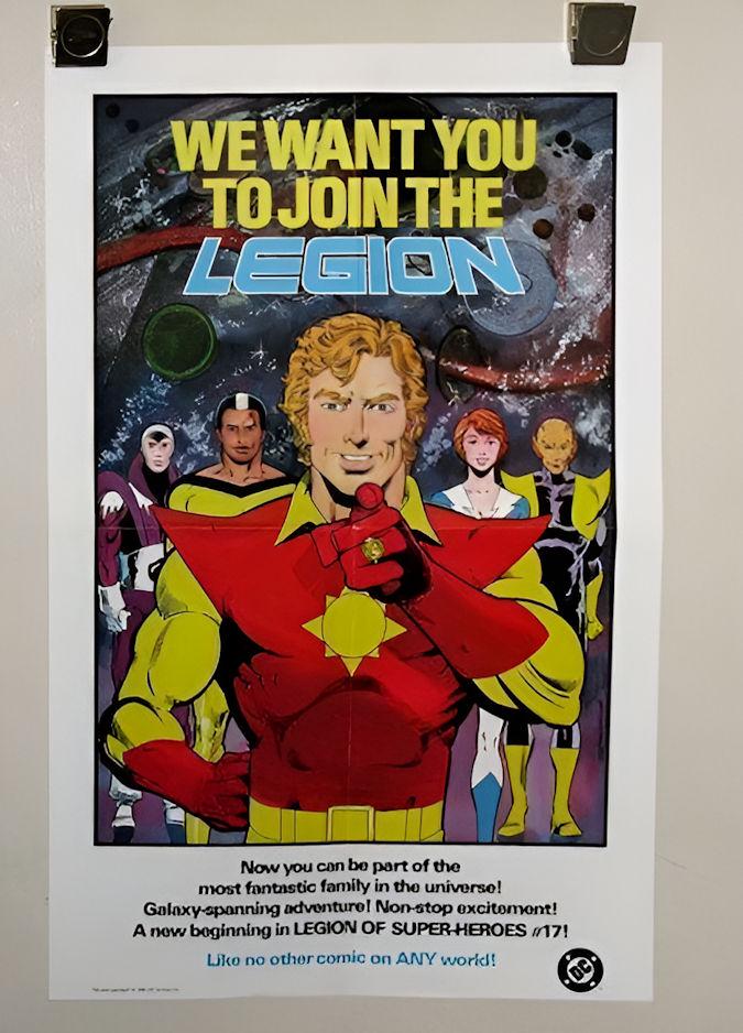 1985 Legion of Superheroes Poster: Rare Vintage Original 1985 Legion of Superheroes Poster: Rare Vintage Original