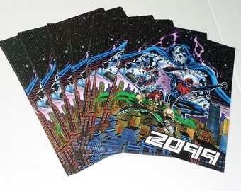 10 Marvel flyers:1992 comic book shop 8 1/2 by 11 inch promotional Sell Sheet promo flyers of Spider-Man 2099,Dr Doom,Punisher,Ravage,1990's