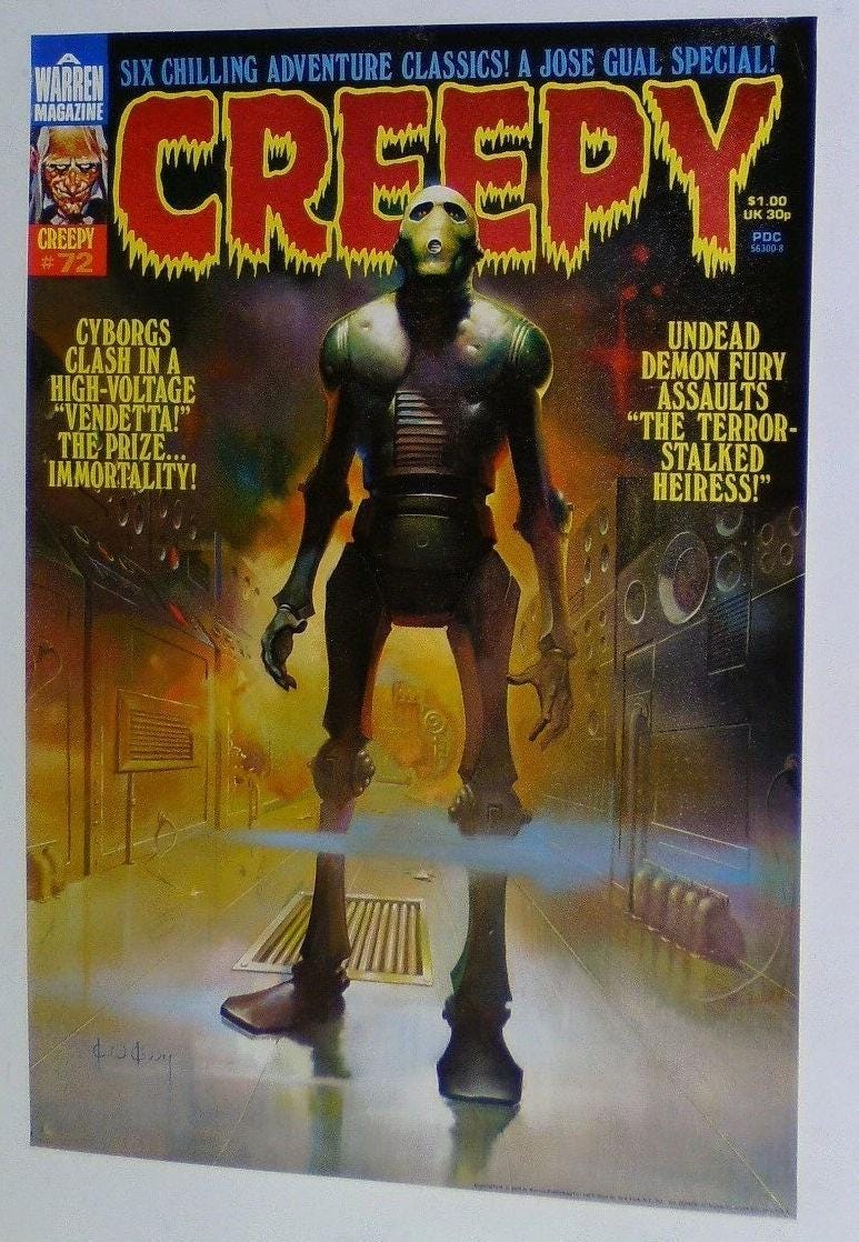 1976 Creepy Magazine poster! Original 28x20 inch vintage 1970's Warren Publications monster magazine issue # 72 cover art mail order pin-up