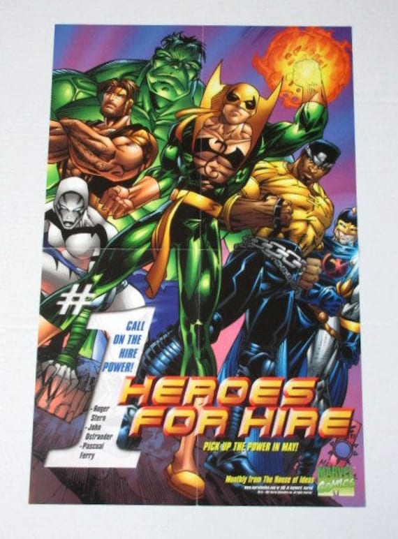1997 Heroes for Hire 22 by 14 Inch Marvel Comics Promo Poster 1