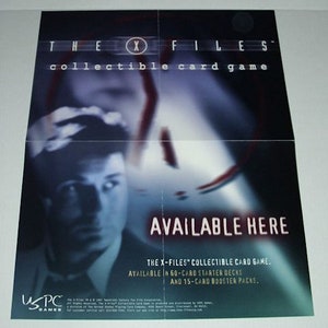 Póster promocional de la tienda de juegos de cartas coleccionables CCG de 22 x 17 pulgadas de The X-Files de 1997, de USPC Games: Fox Mulder David Duchovny