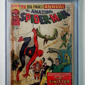 1964 Amazing Spider-Man CGC .5 Annual 1 comic book, 1st Sinister Six! Ditko Kraven,Sandman,Electro,Dr Octopus,Mysterio,Vulture,Marvel Comics