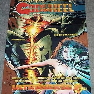 1994 Mantra & Prime poster! Original 1990&#39;s Malibu Comics 24x18 inch Godwheel comic book promotional promo poster 1:Necromantra and Primevil