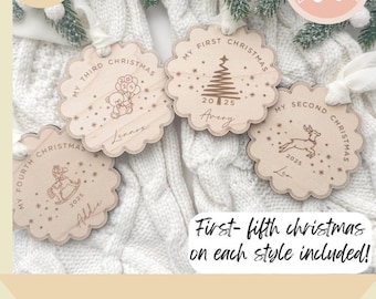 SVG  Bundle Baby's First Christmas Ornament, First Christmas Ornament, Minimalistic Ornament, Svg File for Laser Makers, Commercial SVG,