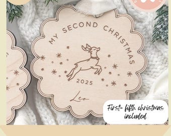 SVG Baby's First Christmas Ornament, First Christmas Ornament, Minimalistic Ornament, Svg File for Laser Makers, Commercial SVG,