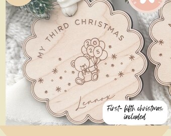 SVG Baby's First Christmas Ornament, First Christmas Ornament, Minimalistic Ornament, Svg File for Laser Makers, Commercial SVG,