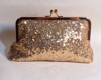 Bridal Clutch Gold Sequined Clutch Bridesmaid Holiday