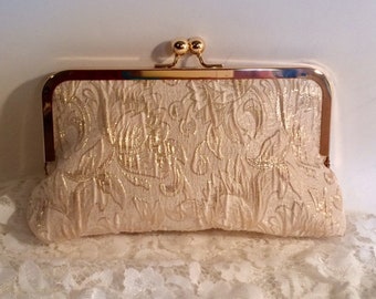 Bridal Clutch Gold Ivory Brocade Bridesmaid Clutch Holiday Christmas